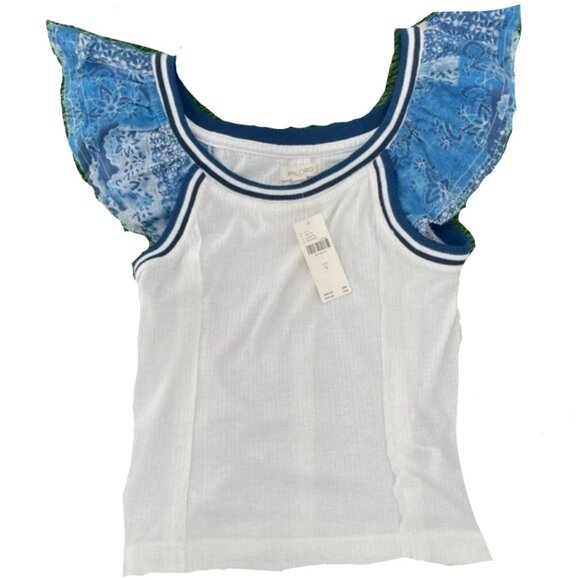 Brand New Women's Pilcro Flutter-Sleeve Fitted Tank Top - Picture 4 of 8